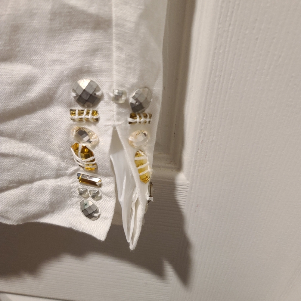 Women's White Cropped Pants (BR1) - Picture 2 of 5